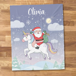 Cobertor De Velo Natal Mágico de Papai Noel Cavalgando um Unicórnio