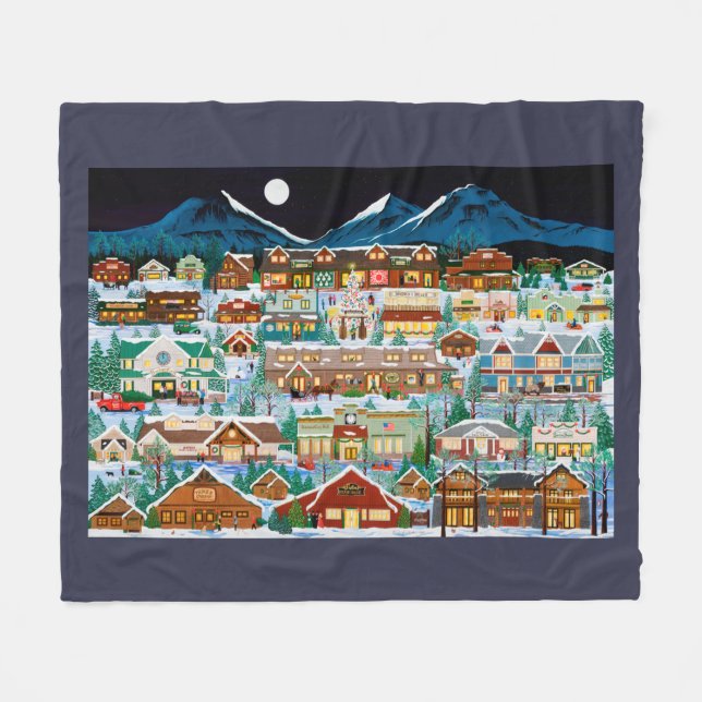 Cobertor De Velo Natal na cobertura do velo da vila da cascata (Frente (Horizontal))