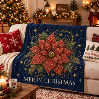 Cobertor De Velo Natal nas Estrelas | Poinsettia
