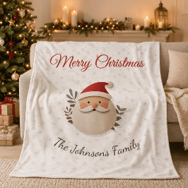 Cobertor De Velo Natal Personalizado de Papai Noel – Nome da Famíli