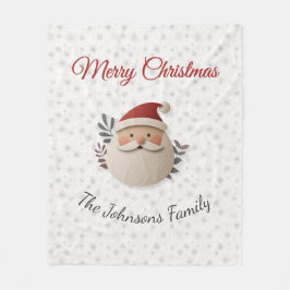 Cobertor De Velo Natal Personalizado de Papai Noel – Nome da Famíli