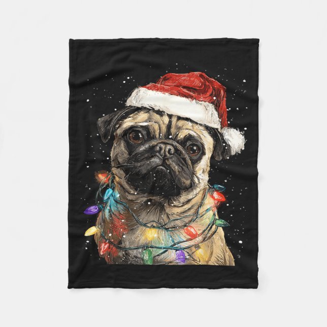 Cobertor De Velo Natal Pug Fofo  (Frente)