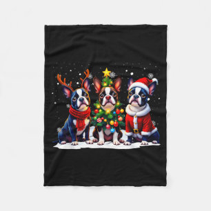 Cobertor De Velo Natal retrô Boston Terrier Papai Noel Rena Dog