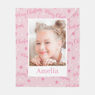 Cobertor De Velo Natal Rosa Foto Personalizada Menina