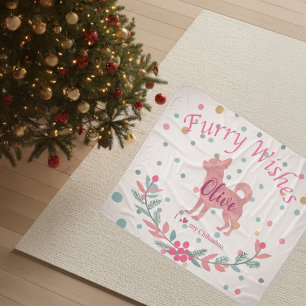 Cobertor De Velo Natal Rosa Pastel - Nome Personalizado Chihuahua