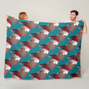 Cobertor De Velo Natal Santa Hat Horse Fleece Blanket