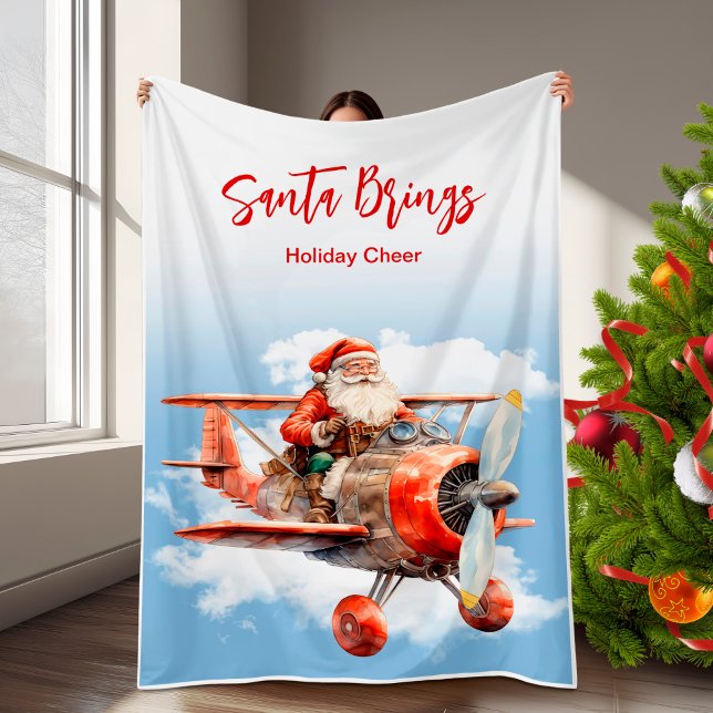 Cobertor De Velo Natal Santa Voando Alto (Santa Flying High Christmas Fleece Blanket)