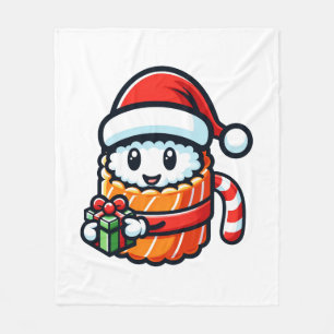 Cobertor De Velo Natal Sushi - Design de Cartoon de Comida Feriado