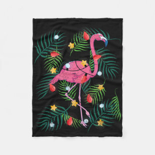 Cobertor De Velo Natal Tropical Engraçado Flamingo Rosa Havaiano Na