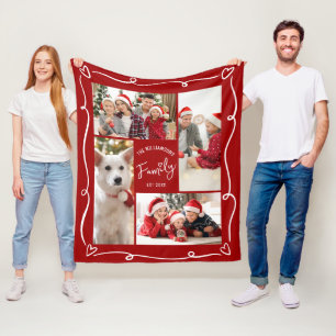 Cobertor De Velo Natal Vermelho 4 Foto Família Ano Est Coração Dood