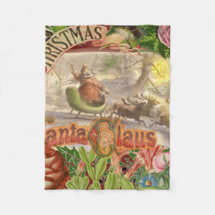Cobertor De Velo Natal vintage Papai Noel no trenó do Victorian