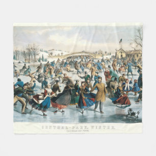 Cobertor De Velo Natal Vitoriano Central Park Currier & Ives