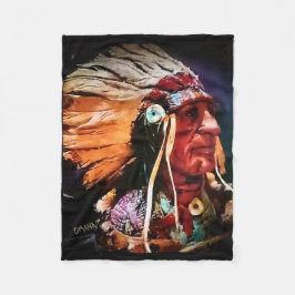 Cobertor De Velo Native American Chief Fleece Blanket