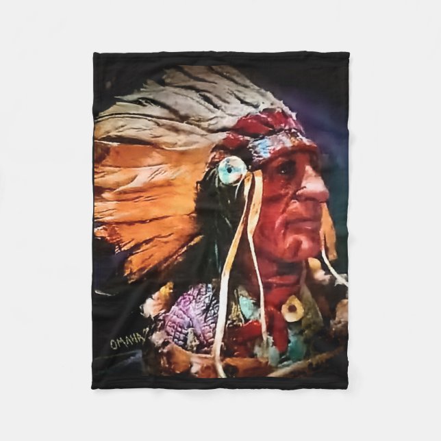Cobertor De Velo Native American Chief Fleece Blanket (Frente)