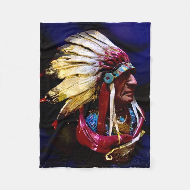 Cobertor De Velo Native " Hunkpapa Chief" original art  (Frente)