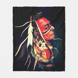 Cobertor De Velo Native Warrior "Kaw" Fleece Blanket