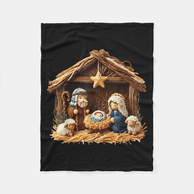 Cobertor De Velo Nativity Scene Faux Yarn Crochet Jesus Christmas R (Frente)