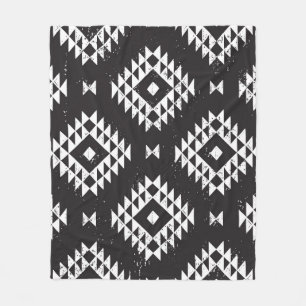 Cobertor De Velo Navajo Geométrico: Tribal Branco Negro.