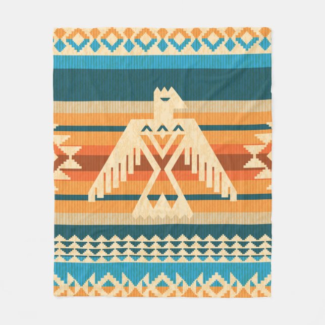 Cobertor De Velo Navajo style abstract seamless pattern with eagle  (Frente)