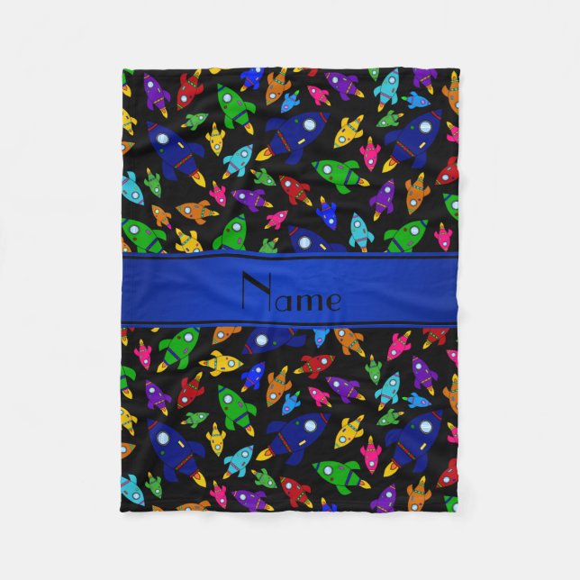 Cobertor De Velo Navios pretos conhecidos personalizados do foguete (Frente)