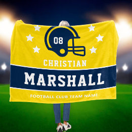Cobertor De Velo Navy Amarelo Futebol Nome Número Personalizado
