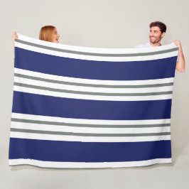 Cobertor De Velo Navy Blue and White Coastal Stripes