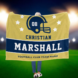 Cobertor De Velo Navy Dourado Futebol Nome Número Personalizado