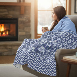 Cobertor De Velo Navy Geometric Chevron Monogram Design