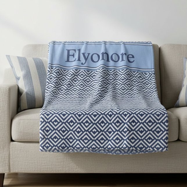 Cobertor De Velo Navy Geometric Chevron Name Design (Criador carregado)