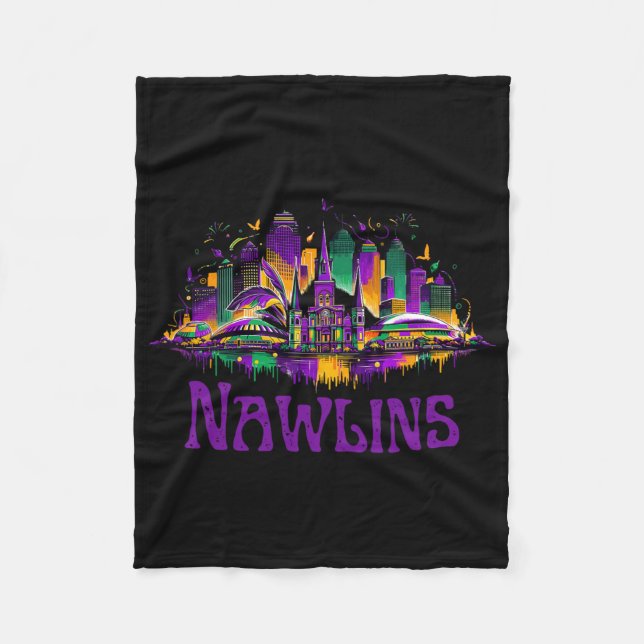 Cobertor De Velo Nawlins New Orleans Cityscape Mardi-gras Souvenir  (Frente)