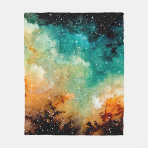 Cobertor De Velo Nebulosa Amarela Brilhante, Estrelas e Escuro