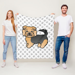 Cobertor De Velo Negra E Tan Norfolk Terrier Cão E Patas De Cartoon