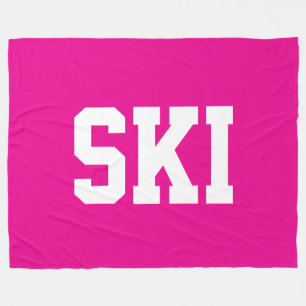Cobertor De Velo Negrito Atlético Branco Texto SKI Em Rosa Quente B
