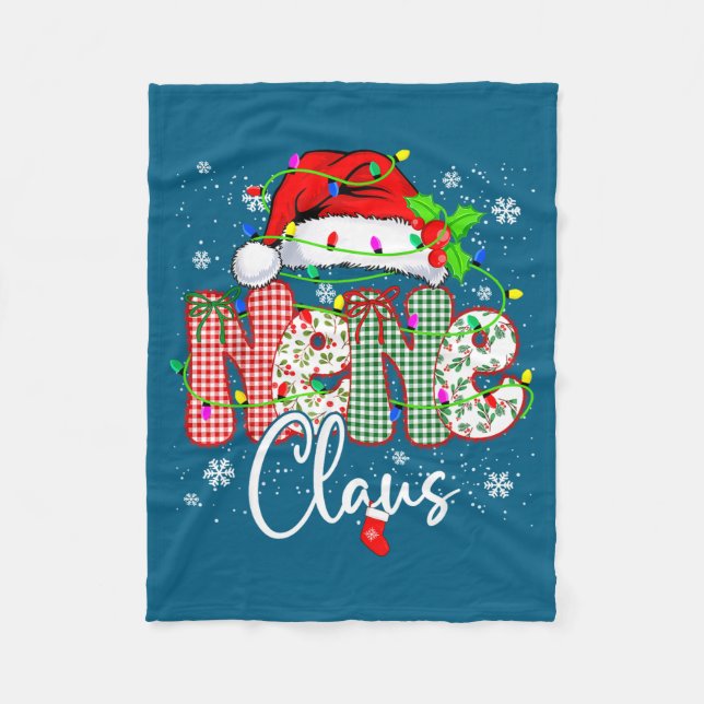 Cobertor De Velo Nene Claus Christmas Lights Pajama Christmas (Frente)