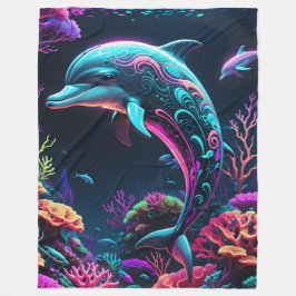 Cobertor De Velo Neon Dolphin Fleece Blanket