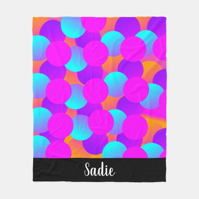 Cobertor De Velo Neon Dots Kids Bubbles Ombre Patterno (Frente)