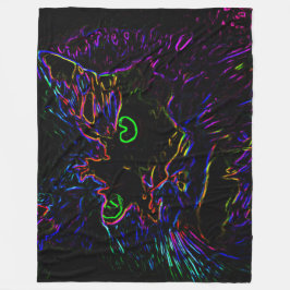 Cobertor De Velo Neon Glow Cat