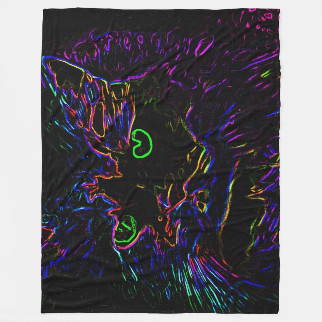 Cobertor De Velo Neon Glow Cat (Frente)