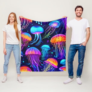 Cobertor De Velo Neon Jellyfish Dreams