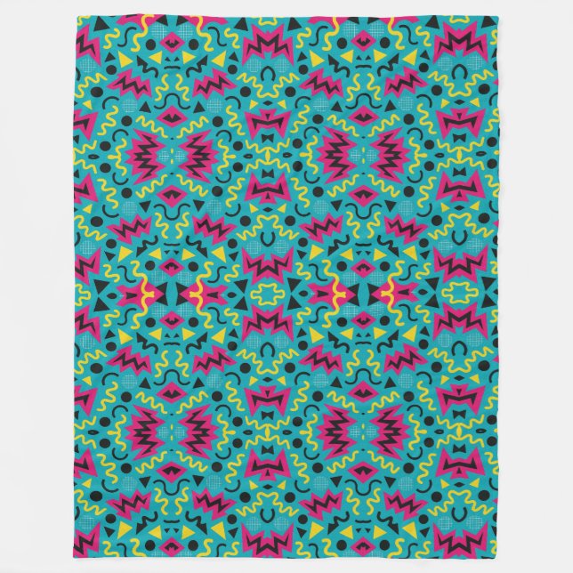 Cobertor De Velo Neon Nostalgia: Um Remix Negrito dos Anos 90 (Frente)