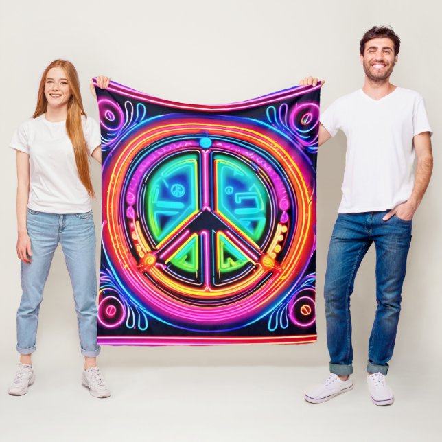 Cobertor De Velo Neon Peace Mandala (In Situ)