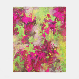 Cobertor De Velo Neon Pink Lime Abstract Splatter Art Blanket