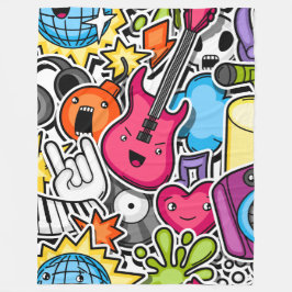 Cobertor De Velo Neon retro Music Temed