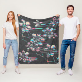 Cobertor De Velo Neon Sakura Glitch – Futuristisches Blumenmuster