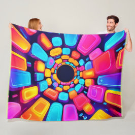 Cobertor De Velo Neon Shapes Abstrato Tunnel Art