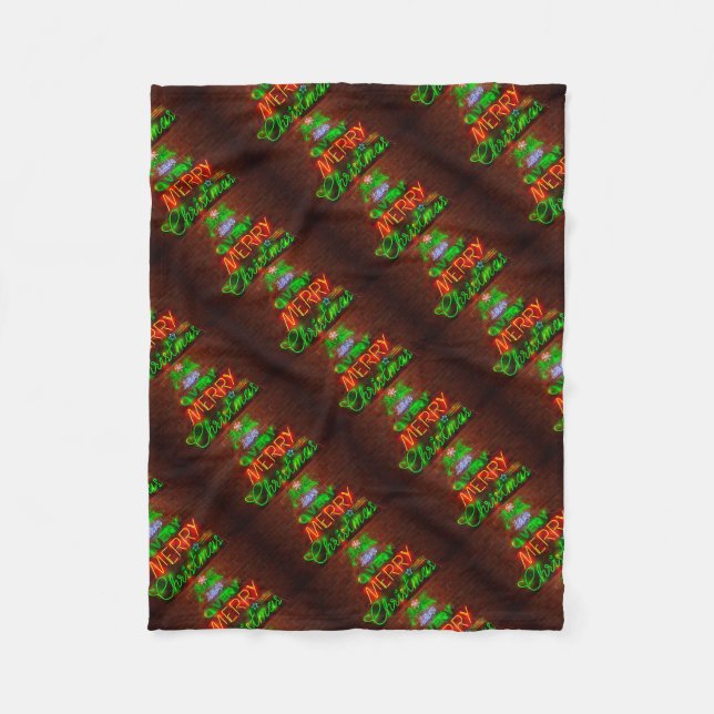 Cobertor De Velo Neon Tenha Um Feliz Natal (Frente)