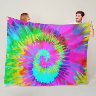 Cobertor De Velo Neon Tie Dye Swirl