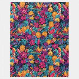 Cobertor De Velo Neon Tropical Fruit Flower Throw Blanket