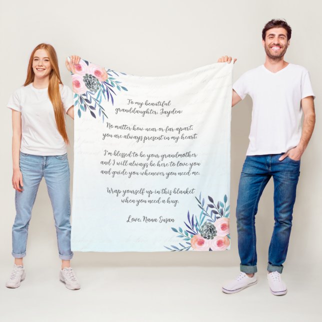 Cobertor De Velo Neta Floral de Citação Personalizada Azul Elegante (In Situ)