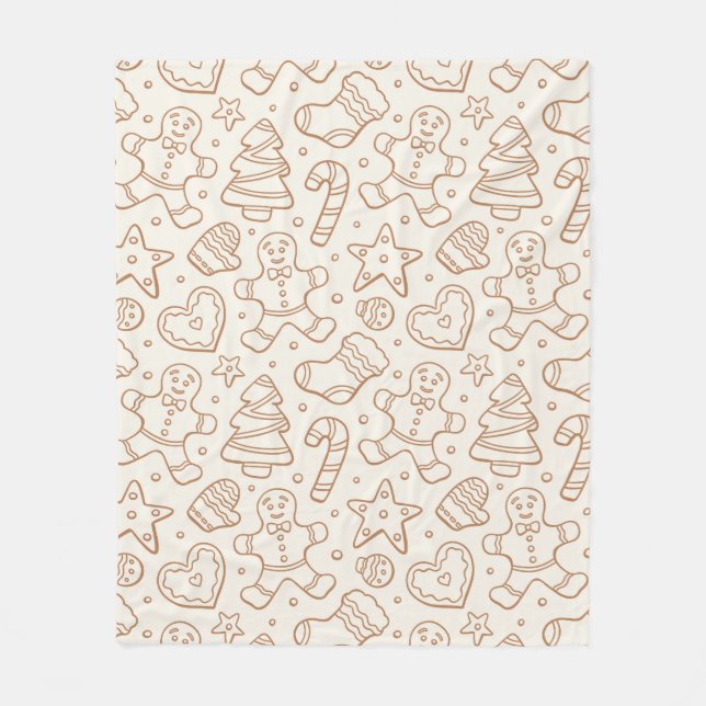 Cobertor De Velo Neutral Boho Christmas Gingerbread Man Beige (Frente)